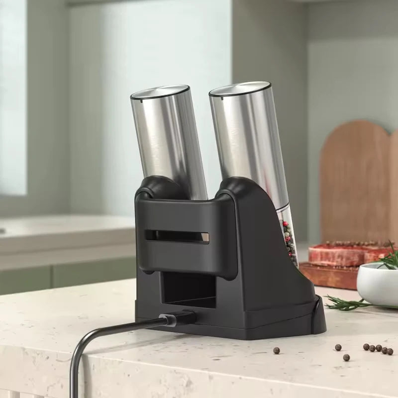 Electric Salt & Pepper Grinder Set — USB Rechargeable, Adjustable Coarseness
