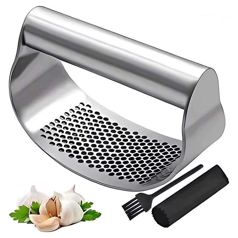 Professional Stainless Steel Garlic Press — Easy Squeeze Design