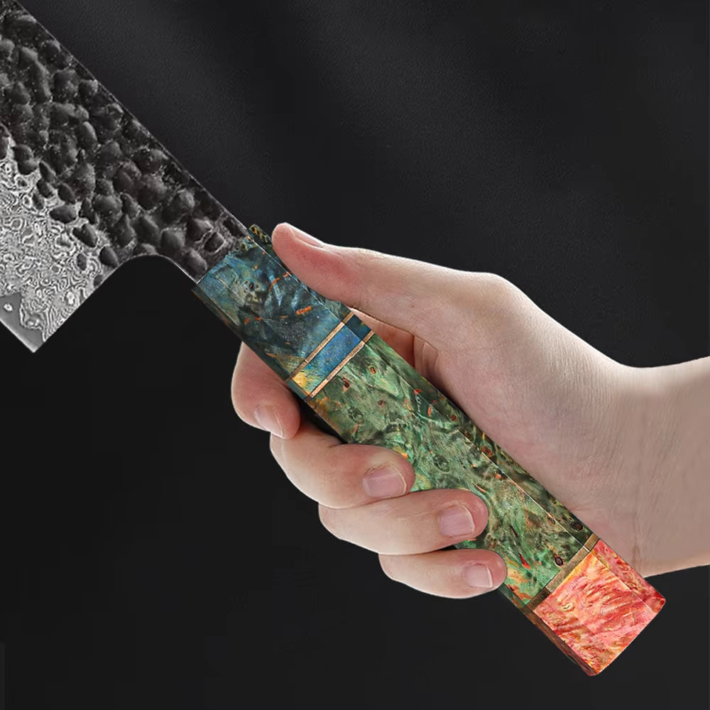 Japanese Kitchen Knife Handmade Forged Damascus Steel Custom 8 Inch Chef Knife