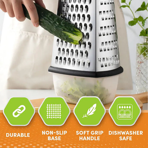 4-Sided Stainless Steel Box Grater with Container