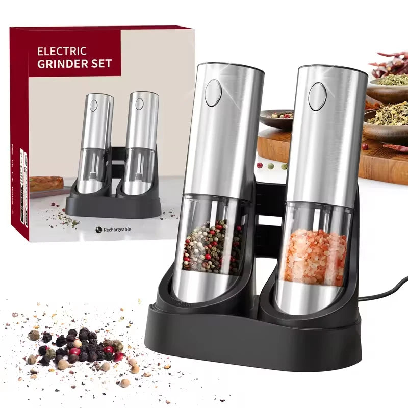 Electric Salt & Pepper Grinder Set — USB Rechargeable, Adjustable Coarseness